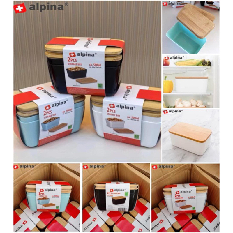พร้อมส่ง Get 1 Free 1 ALPINA STORAGE BOX กล่องใส่วัตถุดิบฝาไม้ สุญญากาศ ใส่เนย ชีส ถั่ว #ของแท้ (ของแถมในแพค)
