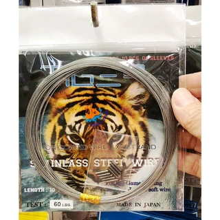 ลวดสลิงตกปลา สลิงถักยี่ห้อ Tiger ตราเสือ 10 เมตร ถัก 1x7 แถมสลิปล็อคฟรี