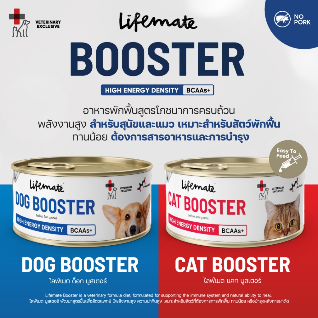 Lifemate Booster อาหารพักฟื้น สำหรับสุนัข และแมว สูตรโภชนาการครบถ้วน พลังงานสูง โปรตีนสูง น่าทานสูง