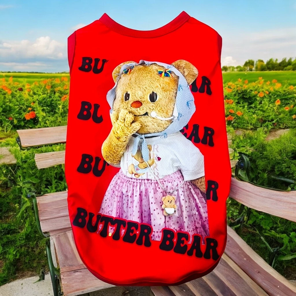 เสื้อยืดลายหมีเนย แขนกุด หมาแมว สินค้าพร้อมส่ง thumbnail 4