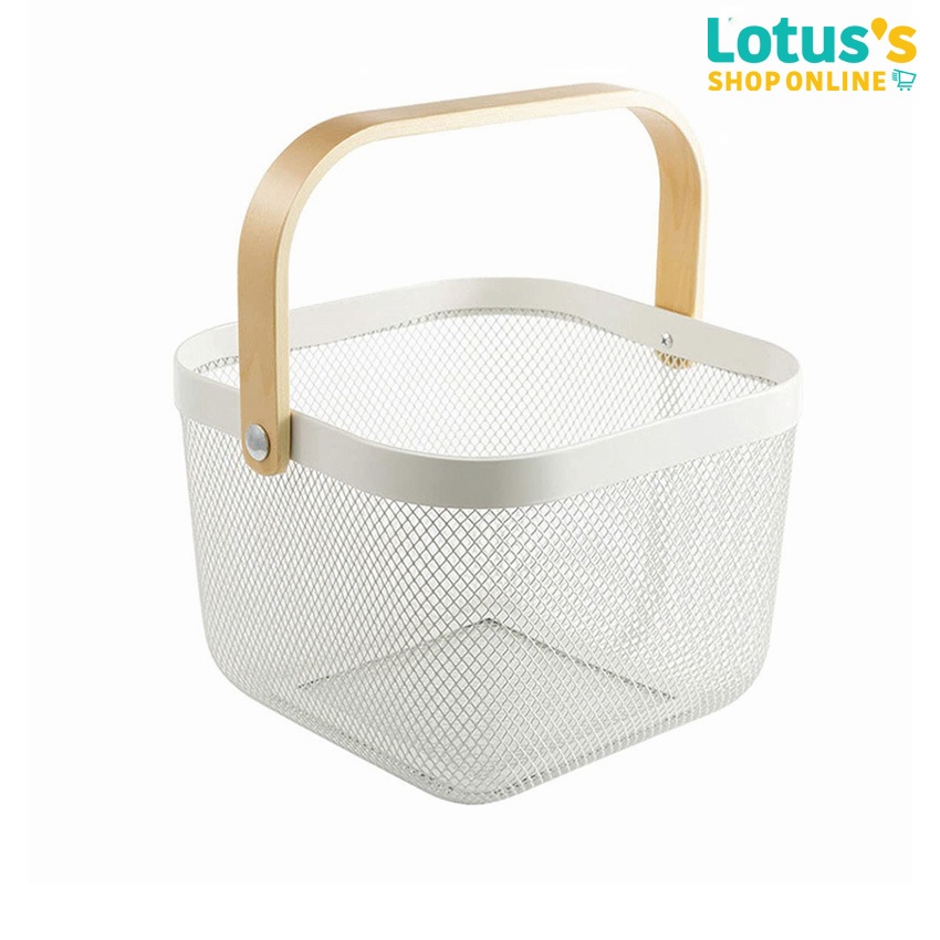 โมเมนโต ตะกร้าพลาสติก มีหูหิ้ว สีขาว MOMENTO PLASTIC BASKET WITH HANDLE WHITE 25X26X18 CM.