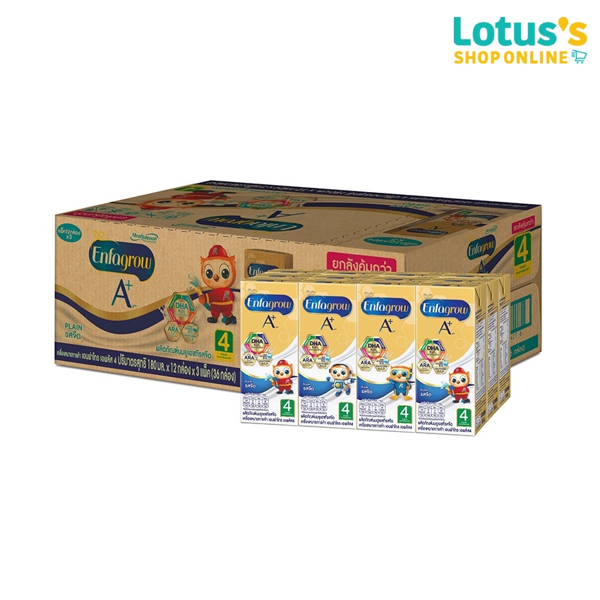 [ขายยกลัง!] เอนฟาโกร เอพลัส ยูเอชที สูตร 4 นมกล่อง รสจืด 180 มล. นมกล่องยกลัง 36 กล่อง ENFAGROW A+ U
