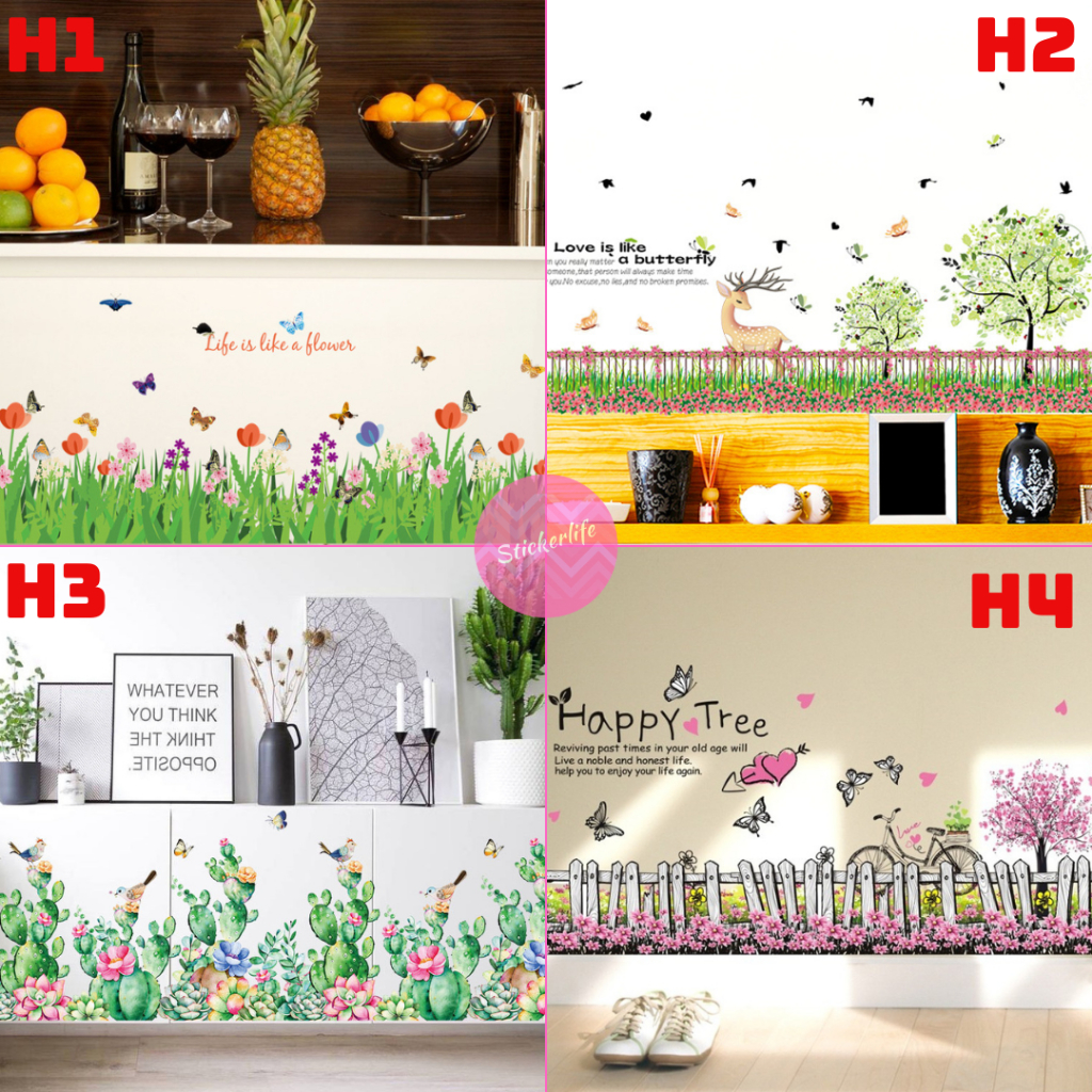สติ๊กเกอร์ติดกระจก แต่งบ้าน สติกเกอร์ติดผนัง ลายดอกไม้ แต่งร้านคาเฟ่ ต่งบ้าน แต่งห้อง ติดตู้ sticker
