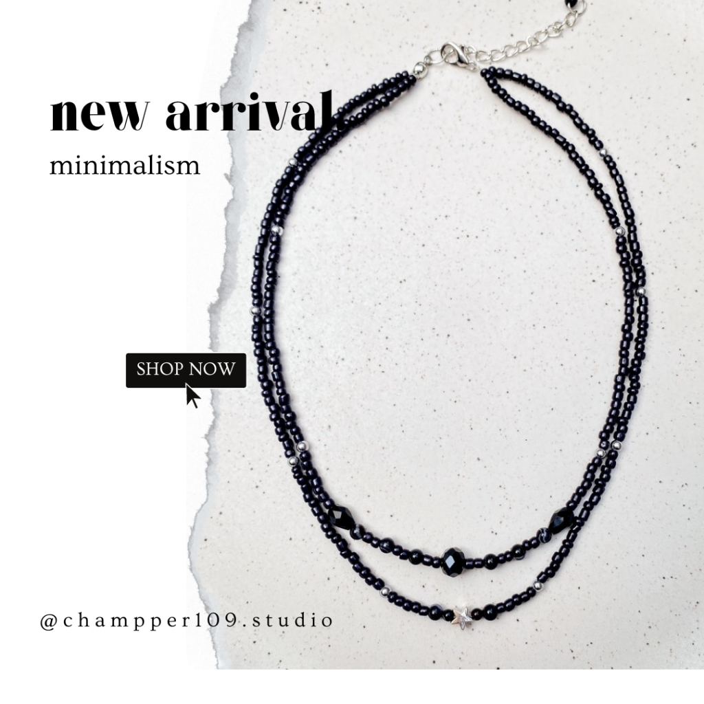 สร้อยสองเส้น👓 สร้อยสไตล์เกาหลี⚫ สร้อยสีดำ สร้อยมินิมอล งาน handmade สินค้าพร้อมส่ง🚚