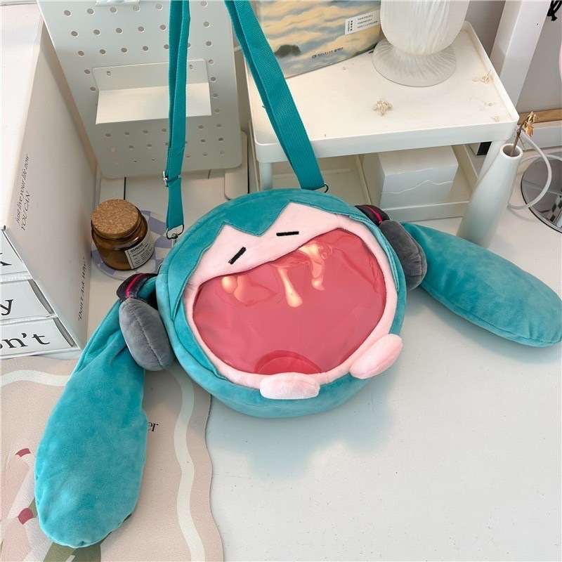 (พร้อมส่ง)Su196-Hatsune Miku กระเป๋าเป้สะพายหลัง กระเป๋าสะพายไหล่ กระเป๋านักเรียน ผ้ากํามะหยี่ขนนิ่ม ลายการ์ตูน สําหรับผ