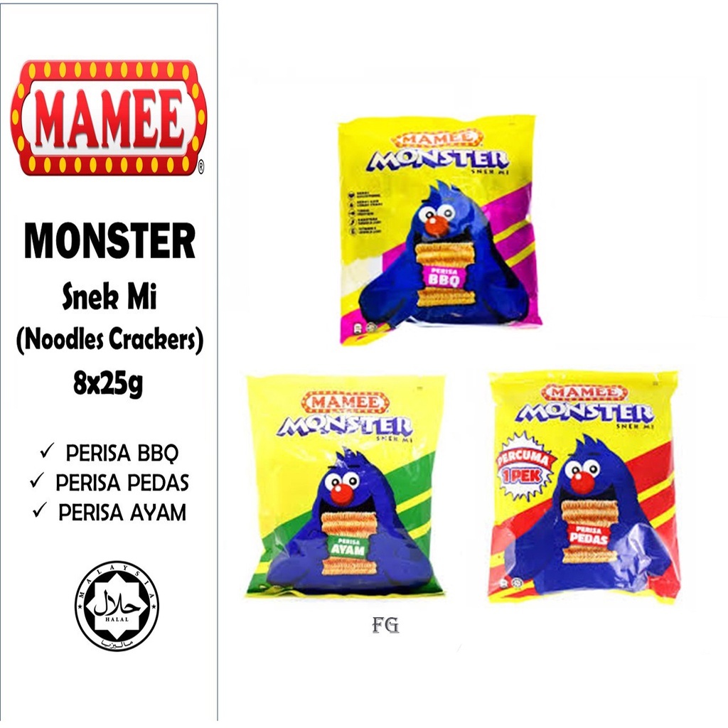 มาม่า Mamee monsters Snek Mi ขนาด 10 x 25g ต่อแพ็ค