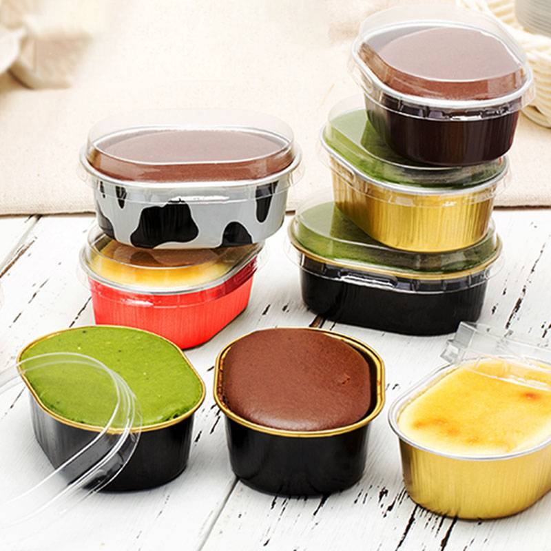 ถ้วยฟอยล์ทนความร้อน ถ้วยฟอยล์พร้อมฝาพลาสติกใส ความจุ 68 ml. สีทอง/แดง จำนวน 25/50/100 ชุด