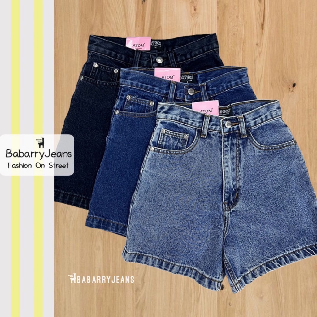Babarry - SHORT JEANS [S-4XL] ยีนส์ขาสั้น ผญ เรียบ ยาว 16 นิ้ว