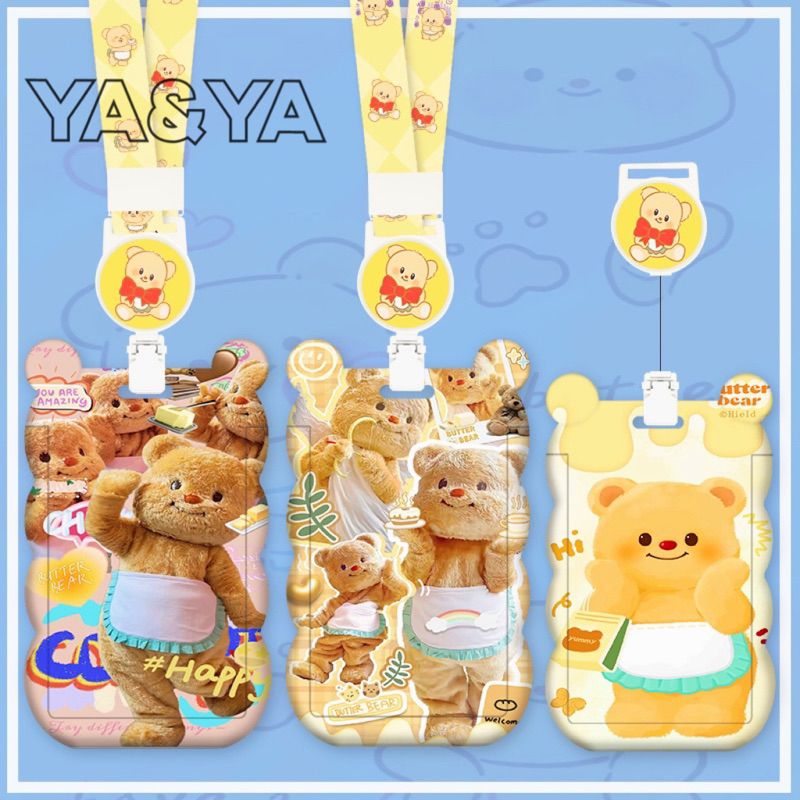พร้อมส่ง 🇹🇭หมีเวอร์ชั่นลายหมีเนยใหม่ค่ะ ที่ใส่บัตร พร้อมสายคล้องคอ ป้ายห้อยบัตรพนักงาน/บัตรนักเรียน ใส่คีย์การ์ดได