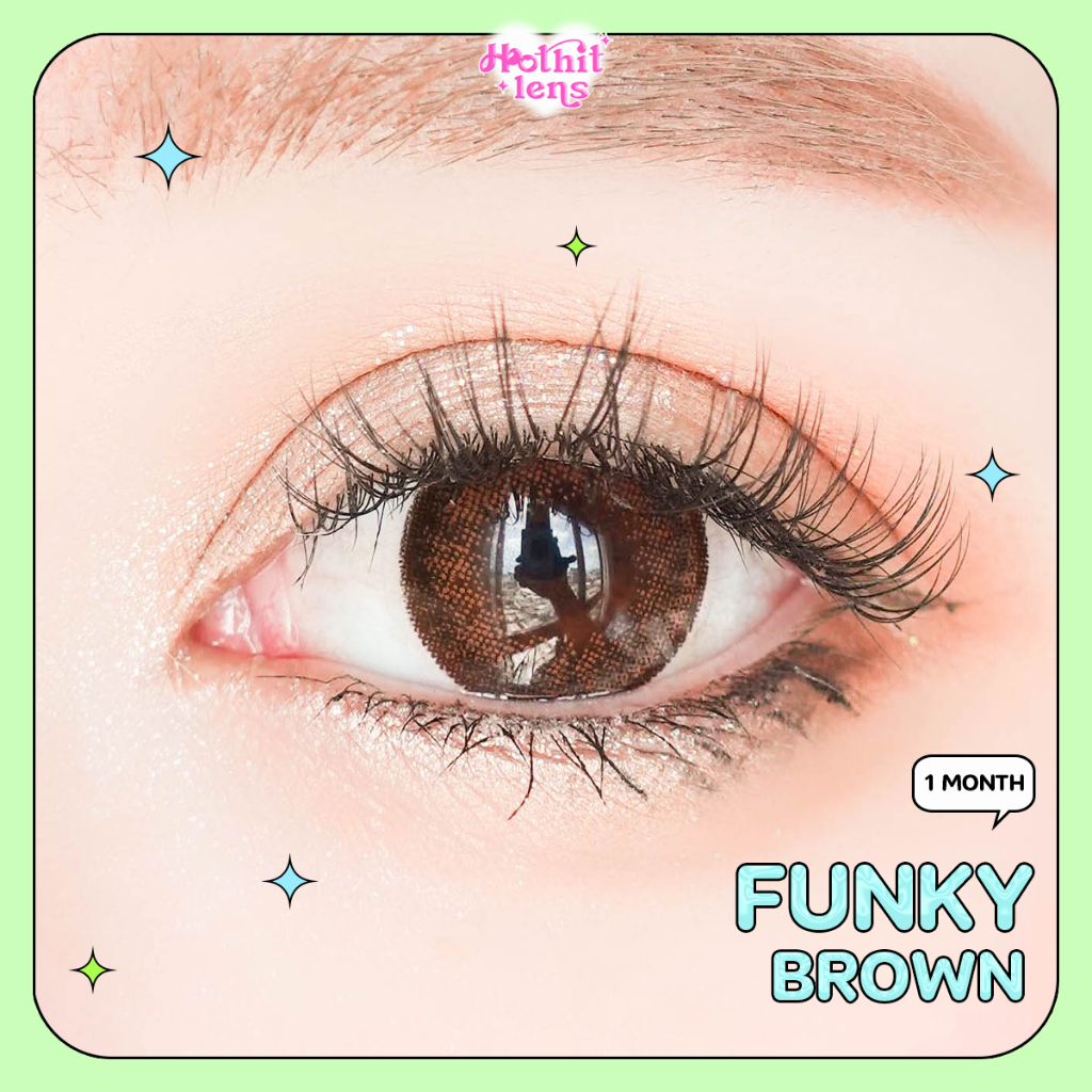 คอนแทคเลนส์  Funky น้ำตาล พร้อมส่งแบบปกติ และค่าสายตาสั้น 0.00- 7.00 (สายตาที่มีในลิสก