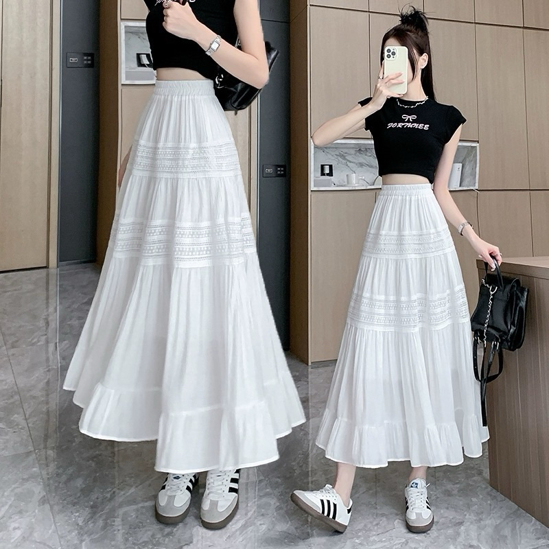 กระโปรงแฟชั่น กระโปรงยาวสีพื้นเอวยางยืด Skirt ผู้หญิง