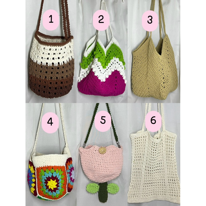 (รวมหลายแบบ) กระเป๋าถักเชือกฟอก มีแค่แบบละ 1 ใบค่า