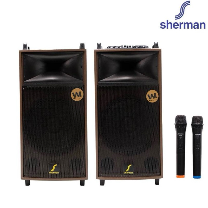 Sherman SB-606+D Amplifier Speaker With Wireless Mic ลำโพงขยายกลางแจ้ง 15 นิ้ว 300W