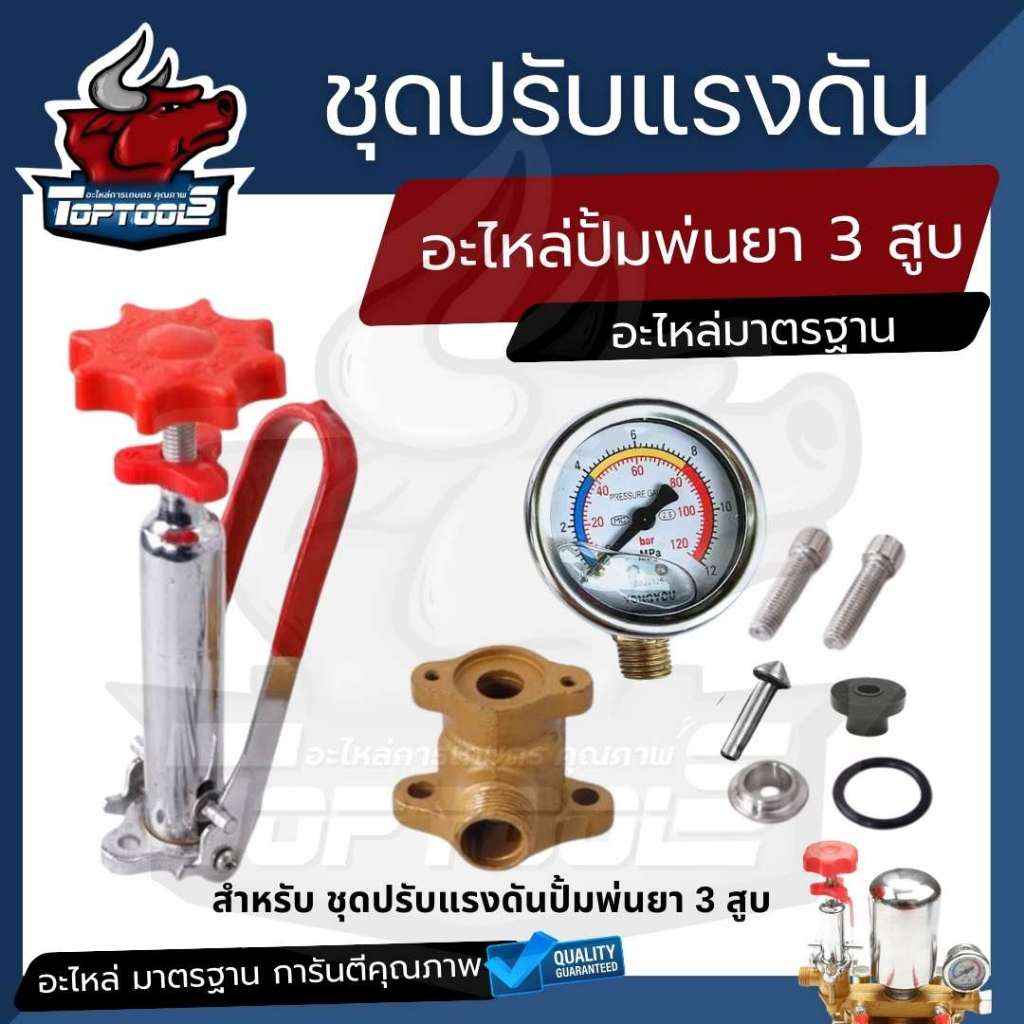 ชุดปรับแรงดัน ชุดแรคคูเรเตอร์ ตัวปรับแรงดัน เกจวัดแรงดัน วาล์วปรับแรงดัน ( 100BAR - 120BAR ) อะไหล่เครื่องปั๊มสามสูบ