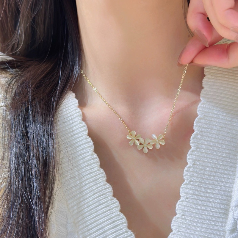 NL3FW สร้อยคอดีไซน์รูปดอกไม้ สไตล์น่ารักสำหรับผู้หญิง รุ่นใหม่สำหรับฤดูใบไม้ผลิและฤดูร้อน มีความหรูห