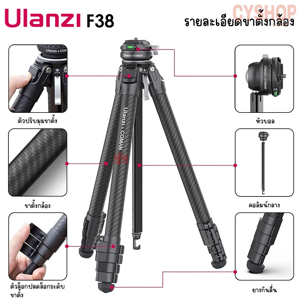 Ulanzi ZERO F38 ขาตั้งกล้องสำหรับถ่ายภาพ และวิดีโอ Quick Release Plate F38 ใช้งานง่าย ใส่และถอดได้รวดเร็ว