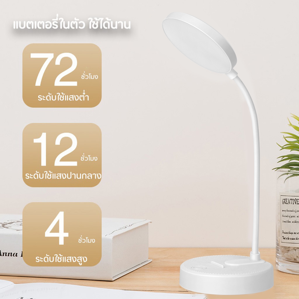 ￼โคมไฟ รุ่น LED1931 โคมไฟตั้งโต๊ะ หัวเตียง อ่านหนังสือ led ตั้งทำงาน ปรับได้3 ระดับ พับเก็บได้