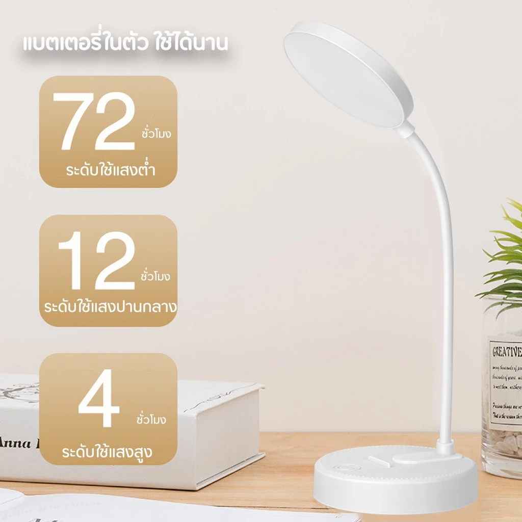 โคมไฟ รุ่น LED1931 โคมไฟตั้งโต๊ะ หัวเตียง อ่านหนังสือ led ตั้งทำงาน ปรับได้3 ระดับ พับเก็บได้