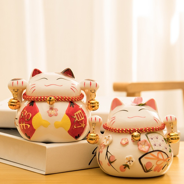 กระปุกออมสินแมวนำโชค ร่ำรวยเงินทอง รับโชครับทรัพย์ แมวนำโชค ขนาดเซรามิค