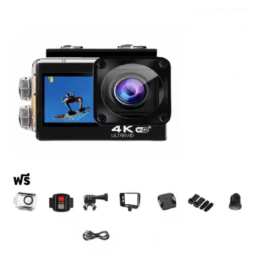 กล้องโกโปร 4K Ultra HD กันน้ำ 30เมตร มุมกว้างติดรถมอเตอร์ไซค์หรือหมวก thumbnail 4