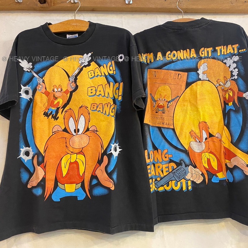 LOONEY TUNES Yosemite sam' vintage90's ลุงแซม เสื้อวินเทจ เสื้อการ์ตูน heavy vintage shirt