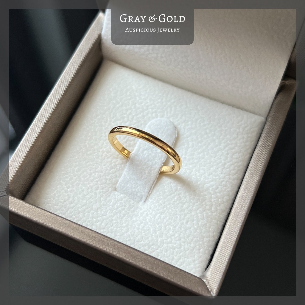 Gray & Gold แหวนวงเกลี้ยง TC ทรงมน หน้ากว้าง 2 มิล ชุบสีทอง 24k Gold แหวนชายหญิง คู่รัก แต่งงาน