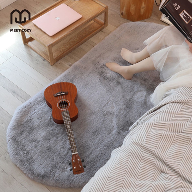 MEET COZY พรมปูพื้น วงรี/Oval ขนนุ่ม ผ้าขนกระต่ายเทียม พรมปูพื้นห้อ ที่สุดแห่งความนุ่ม carpet # 1 DE-July