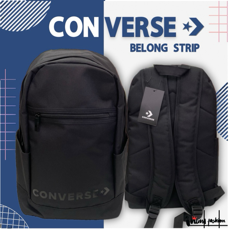 NFshoes Converse แท้ Collections กระเป๋าคอนเวิร์ส กระเป๋านักเรียน  BelongStripLogo Backpack รุ่นใหม่