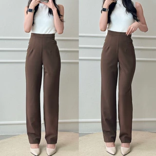 LAMSANG P06 Slim Pants กางเกงเอวสูงกระบอกเล็ก ซิปหลัง