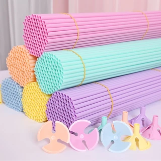 40cm สีพาสเทล ก้านลูกโป่งยาง แบบหนา ก้านลูกโป่งค้ำต้นไม้ ก้านพลาสติก พร้อมจุก