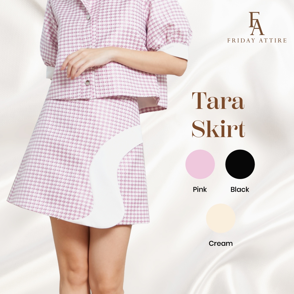 Friday Attire กางเกงกระโปรงเเต่งปกคลื่น ผ้าทวิต (FS-009)