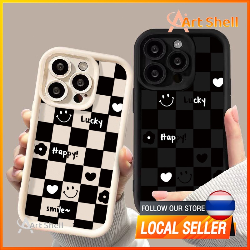 ส่งจากไทย เคส iphone 7P 8P 11 13 14 Pro Max กล้องป้องกันมิตรกับสิ่งแวดล้อมกันกระแทกดอก รักใบหน้ายิ้ม