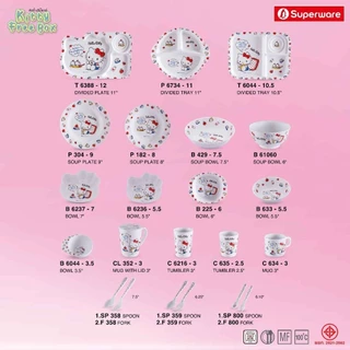 คิตตี้ ฟรีบ็อกซ์ จานชามเมลามีน ลายการ์ตูน ศรีไทยซุปเปอร์แวร์ Superware Sanrio Kitty [ขายเป็นชิ้น/เลือกรหัสสินค้า]