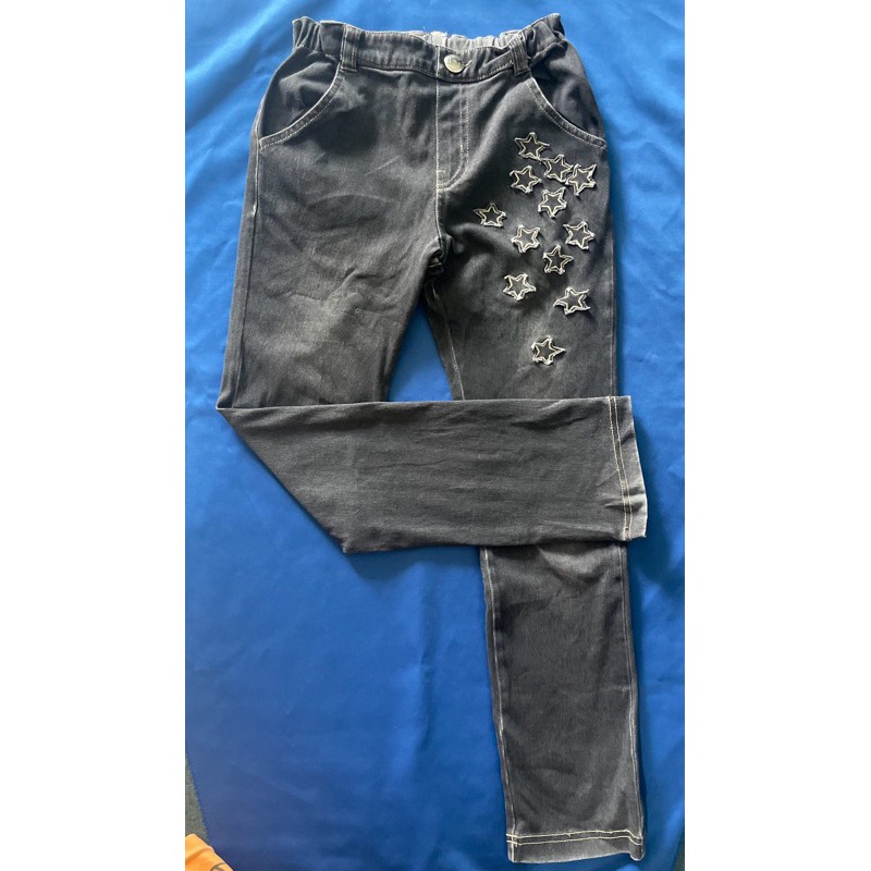 👖กางเกงยีนส์ขายาวของเด็กมือสอง (สีดำ) Size 130 แบรนด์ Mezzo Piano ของแท้ ✨💯% สภาพ 85% (มีตำหนิ)