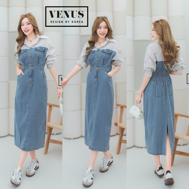 🌈🌿🌺🌼🌸💙🧡🇰🇷 Jeans Patch Stripe Maxi Dress Shirt