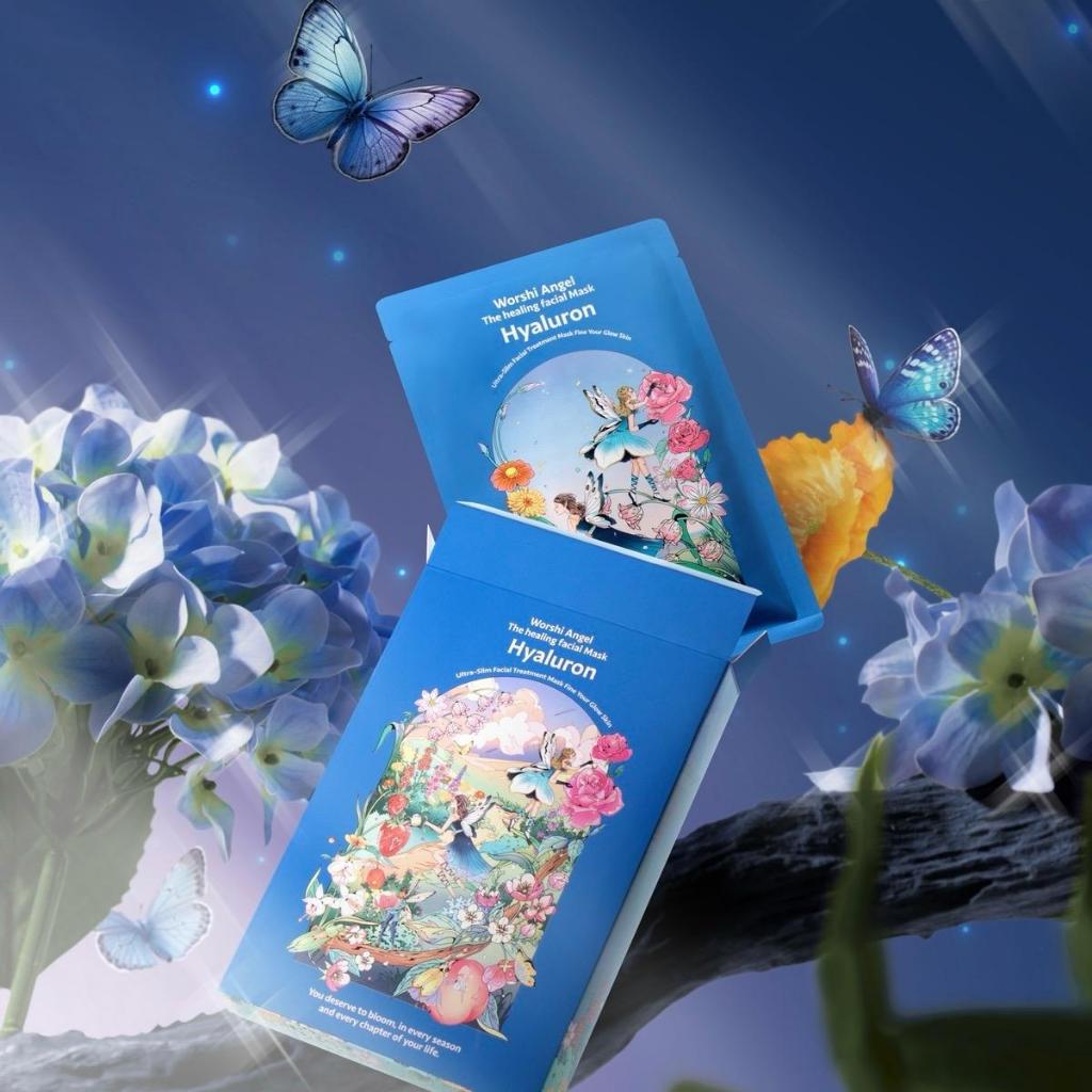 มาส์กหน้านางฟ้า Worshi Angel The Healing facial mask - Hyaluron ฟื้นฟูล้ำลึก เติมความสดใสให้ผิวหน้า