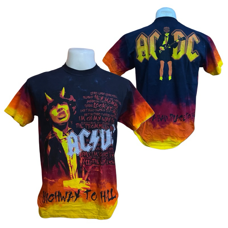 เสื้อวงดนตรีมัดย้อม AC/DC TIE-DYE T-SHIRT ลาย HELL (2008) ลิขสิทธิ์แท้ LIQUID BLUE USA