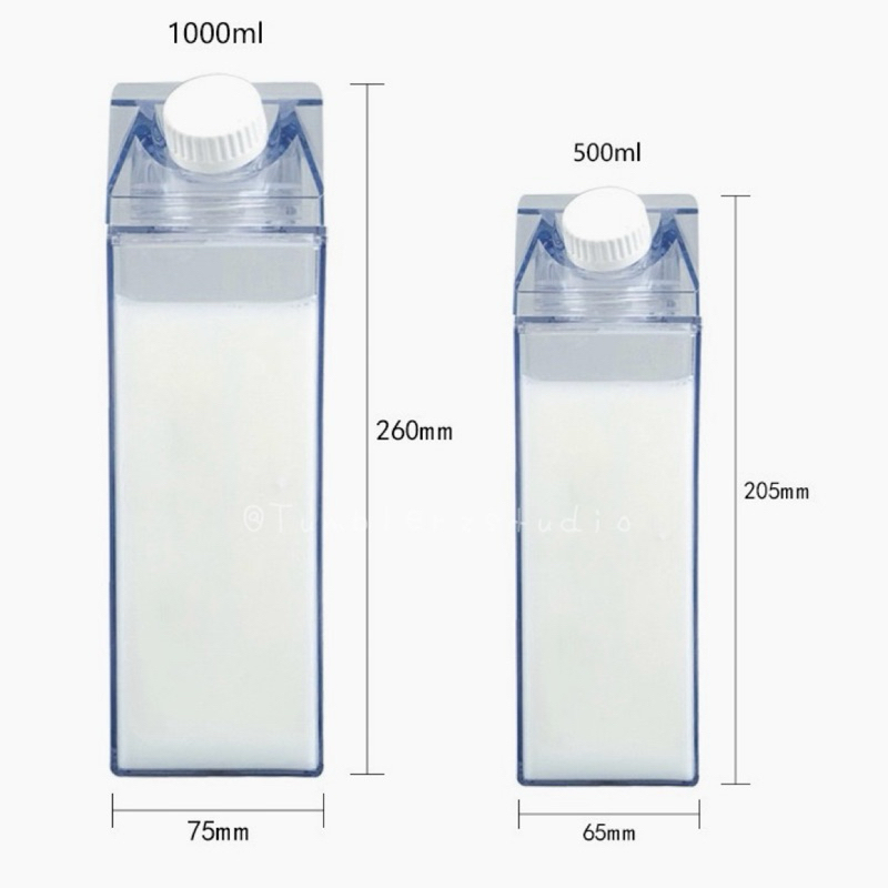 พร้อมส่งขวดน้ำทรงกลองนมพลาสติกหนา 2 ชั้นขนาด 500/1000mL รูปที่ 3