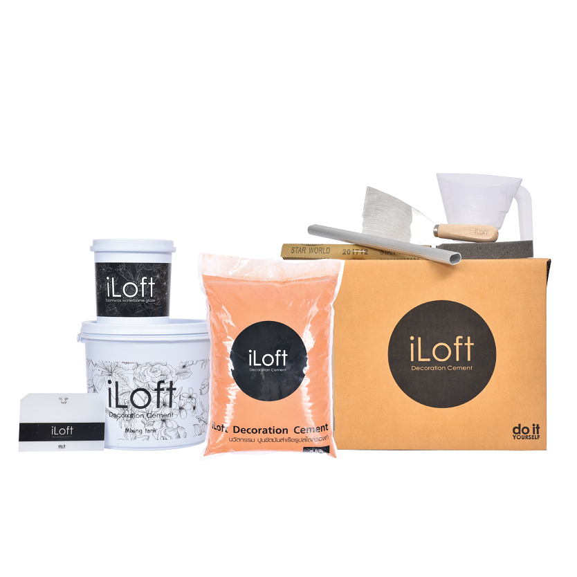 iLoft Box Set ปูนขัดมันตกแต่งผนัง “สูตรน้ำ” สี Orange Sunstone (7 KG)