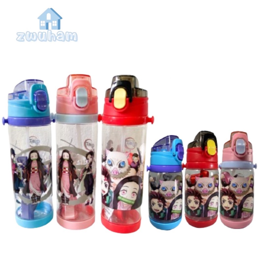 ขวดน้ำ ดาบพิฆาตอสูร ปราศจาก BPA มี 400ml/650ml มีสายคล้อง แบบหลอดดูดเด้งมีสายสะพาย หลอดซิลิโคน