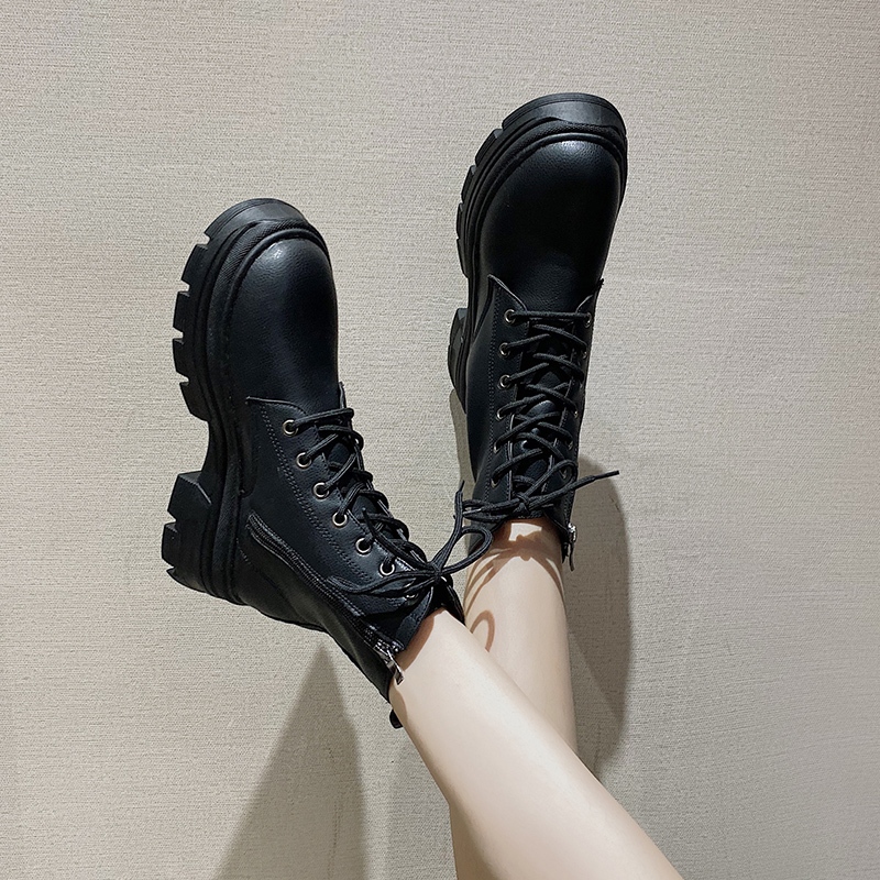 [จัดส่งในประเทศไทย] รองเท้าบูทมาร์ติน พื้นหนา แต่งซิปด้านข้าง เข้ากับทุกการแต่งกาย สําหรับนักเรียน 2024 - รูปที่ 3