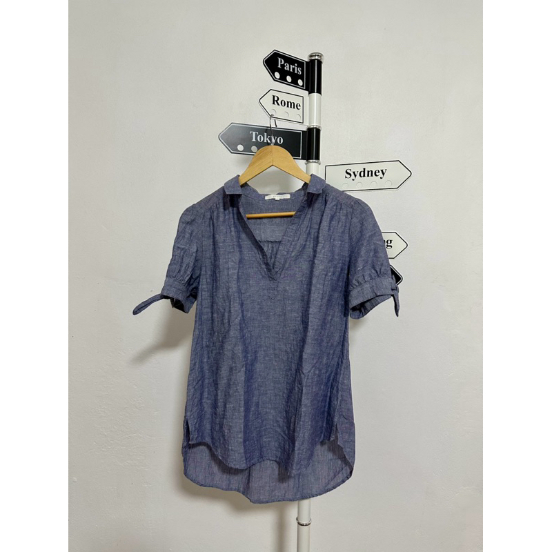 เสื้อแบรนด์ญี่ปุ่น grove size L ผ้าเดนิมนิ่มสีฟ้าเข้มค่ะ