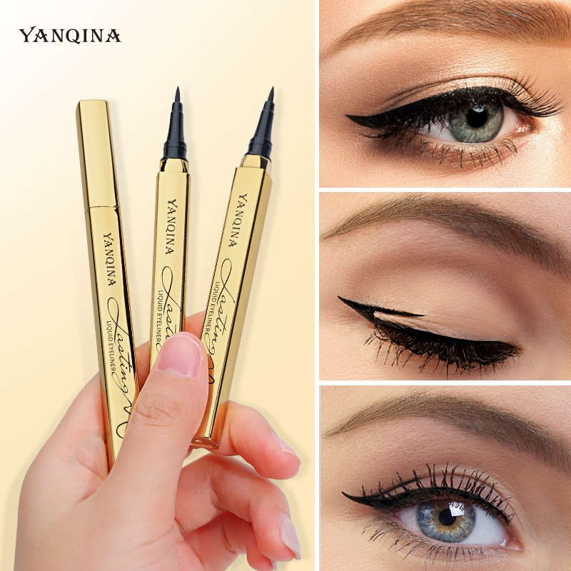 ปากกาอายไลเนอร์ชนิดน้ำสีดำ กันน้ำและกันน้ำมัน ไม่เลอะ อายไลเนอร์แท่งทองขนาดเล็ก