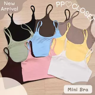 💕PP♡CLOSET💕 Mini Bra เสื้อครอปสายเดี่ยว เป็นผ้าเรย่อนเย็บ2ชั้นทั้งตัว