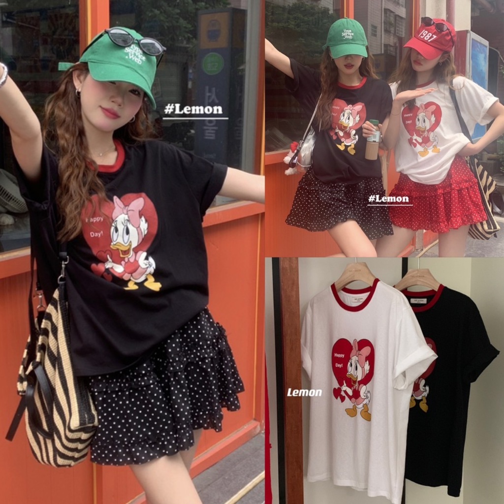 เสื้อลายเป็ด ลายน่ารักมากค่า ทรงสวย กำลังฮิต ผ้าดีมาก ทรงเกาหลี ทรงน่ารัก แฟชั่นเกาหลี