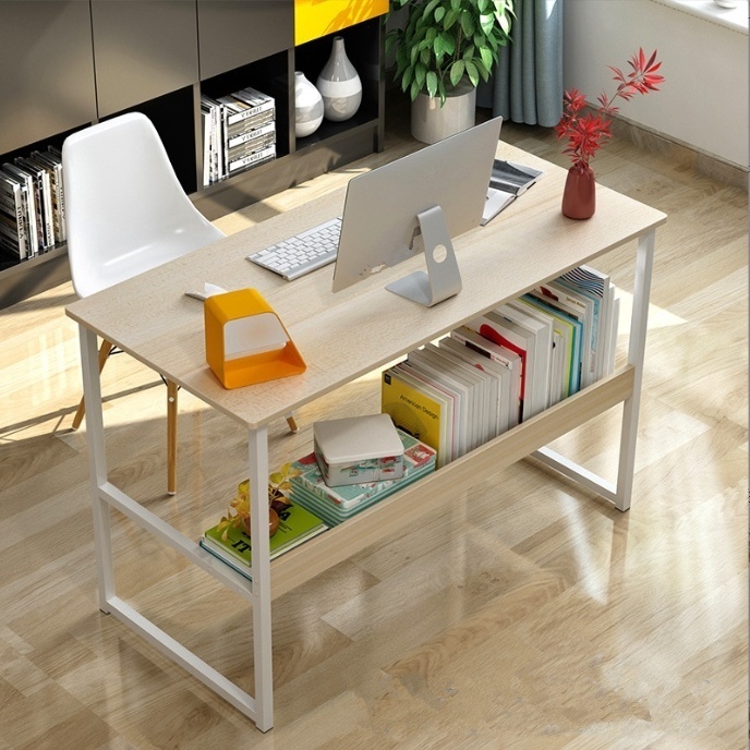 furnituredirect โต๊ะทำงาน ท็อปไม้โครงขาเหล็ก ประกอบงาน แข็งแรง มีขนาด 80-100-120cm. 2903
