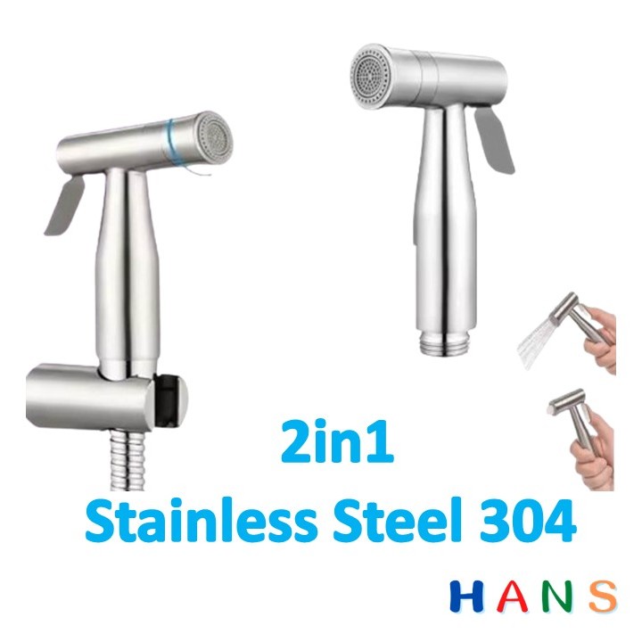 หัวฉีดชำระอัจฉริยะ หัวฉีดสเตนเลส แบบ2in1 น้ำเส้น+น้ำฟอง Stainless steel304