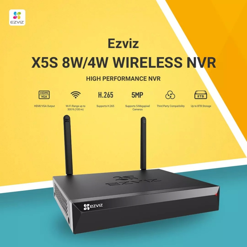 ⚡️เครื่องบันทึกไร้สาย⚡️ EZVIZ X5S Wireless NVR with HDMI & VGA Outputs ติดตั้งเองได้ รองรับต่อกล้อง WIFI สูงสุด 8 ตัว