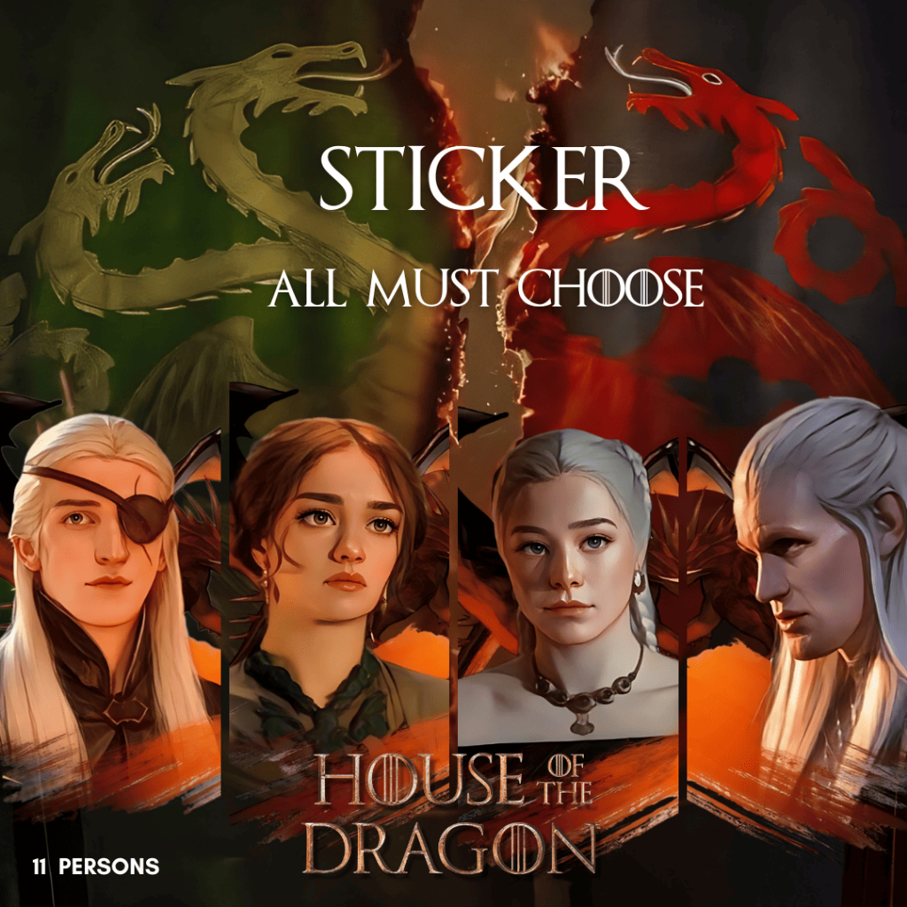 สติ๊กเกอร์ House of the dragon สติ๊กเกอร์ตัวละคร House of the dragon แบบเงาและกันน้ำ