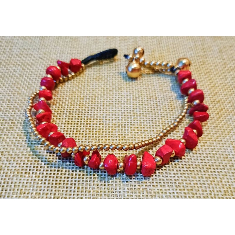 สร้อยข้อมือทองเหลืองหินแตก พร้อมส่ง